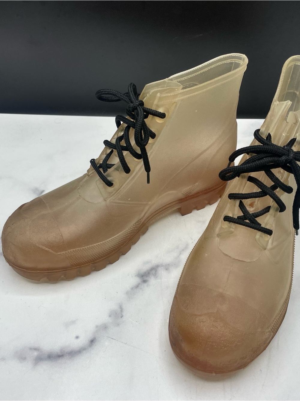 Vintage Regia Clear Rubber Rain Boots Women's Size 8 Ankle Boots - Picture 2 of 3